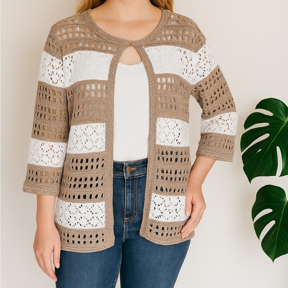 Vintage Crochet Cardigan Christopher & Banks Large | NWT
